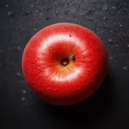 there is a small red apple with a yellow spot