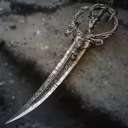 an antique scissor sits on top of a concrete surface