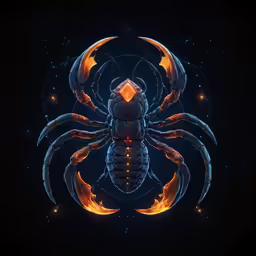 a crab shaped like a spider and glowing in the dark