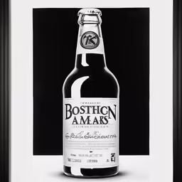 a black and white image of a bottle of beer