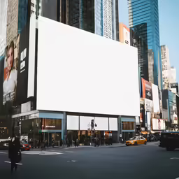 an empty billboard in the middle of a city