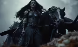 the woman is leading the horses to deliver it