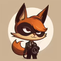 a fox holding a camera in its hand