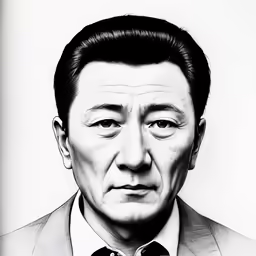 the head and neck of a man in a suit with his eyes closed