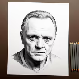 a pencil drawing of the actor bill nigh