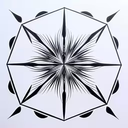 a black and white drawing of a starburst,an abstract image in black and white on paper