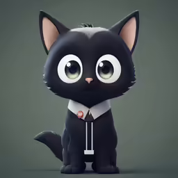 a black cat wearing a white tie