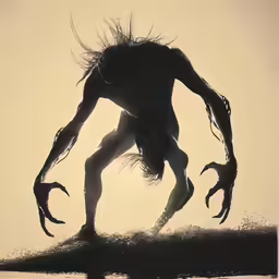 silhouette of a zombie reaching through the surf