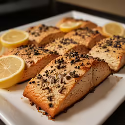 a plate filled with sliced bread with sliced lemons