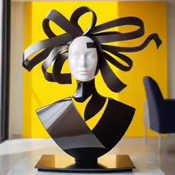 a sculpture that has a ribbon on top