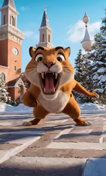 a cartoon tiger is in the middle of an animated scene