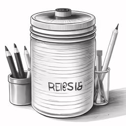 a jar with pencils and pencils sitting in it