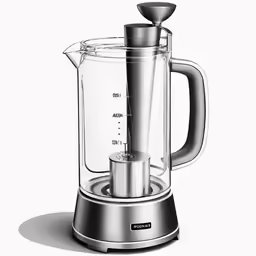 a blender with a handle on a white background
