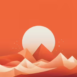 a computer generated drawing of mountains and the moon
