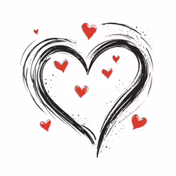 two hearts shaped by a brush drawn design
