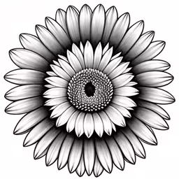 sunflower flower with black and white colors on the petals,the center of a sunflower with a round, white outline