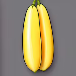 two bananas sitting side by side on a gray background