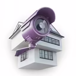 a purple camera that is in the shape of a house