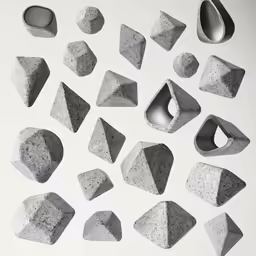 large group of different shapes that appear to be made out of concrete