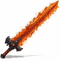 an artistic drawing of an orange flamingo type gun