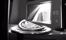 the large calculator sits on top of the desk
