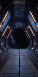 an artistic rendering of a futuristic ship room