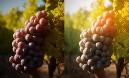 a bunch of grapes are in front of a bunch of trees