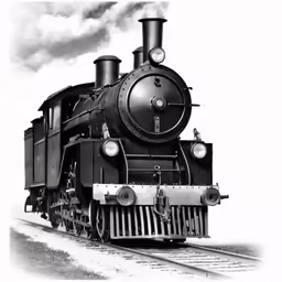 black and white photo of a train on tracks