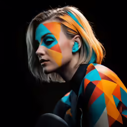 a beautiful blonde woman with tattoos painted on her body