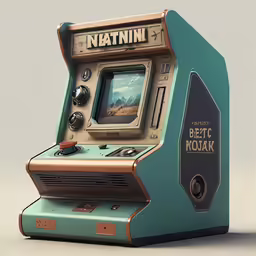 a small blue game system with the words nattin on it