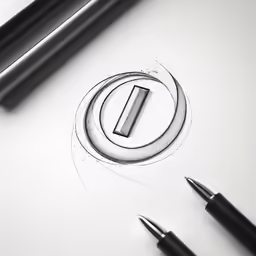 the drawing is of a pencil with a circle in the middle