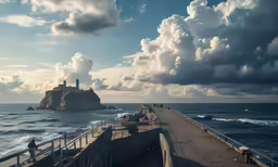 clouds in the sky over the ocean and shore