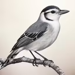a black and white bird perched on top of a branch