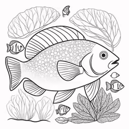 a fish in the water next to leaves and leaves