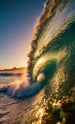 a wave hitting the shore with it