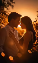 a man and woman standing in front of each other