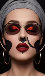 the woman with a cat face painted on