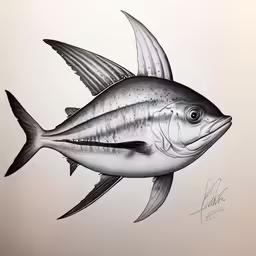 a drawing of a fish is shown in a white background