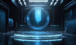 an empty room with no one inside, looking like a spaceship