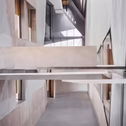 the interior of an industrial building with concrete