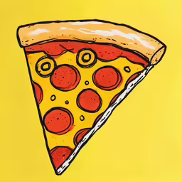a slice of pizza sitting on top of a table