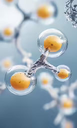 yellow and white spheres floating in an air
