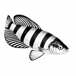 a black and white image of a fish