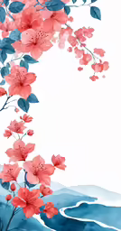a watercolor flower with red and blue colors