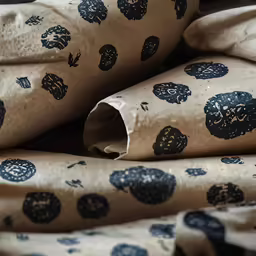 an upholstered, black and tan piece of cloth