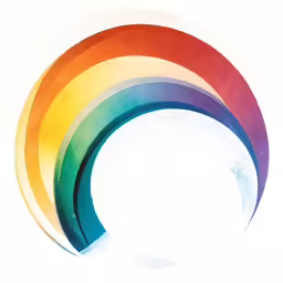 a picture of a rainbow circle, over white background