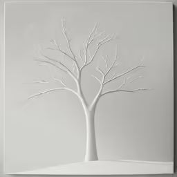 a paper cut of a white tree on a gray background