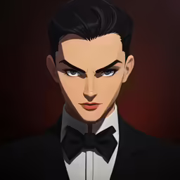 a man in a tuxedo and bow tie with one eye closed