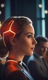 a woman with a tie that has been shaped to look like a cross
