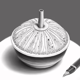 a drawing of an object and a pen